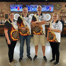 Load image into Gallery viewer, Personalized Flame Smoke Tribal Darts Shirt For Women Custom Golden Darts Jersey Team Polo &amp; 1/4 Zip TDM5537