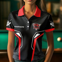 Load image into Gallery viewer, Black And Blue 8 Ball Pool Wings Custom Camo Billiard Shirts For Women, 8 Ball Billiard Team Jerseys TDM3483