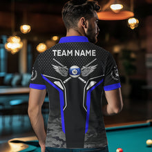 Load image into Gallery viewer, Black And Blue 10 Ball Pool Wings Custom Camo Billiard Shirt For Men, 10 Ball Billiard Team Jerseys TDM3485