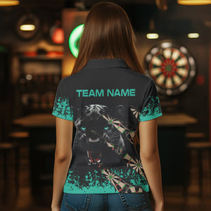 Teal Grunge Panther Dart Shirt With Pocket Option For Women Custom Dart Jersey TDM3620