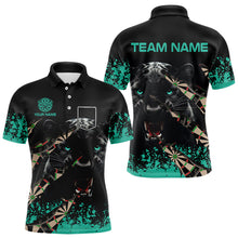 Load image into Gallery viewer, Teal Grunge Panther Dart Shirt With Pocket Option For Men Custom Dart Jersey TDM3620