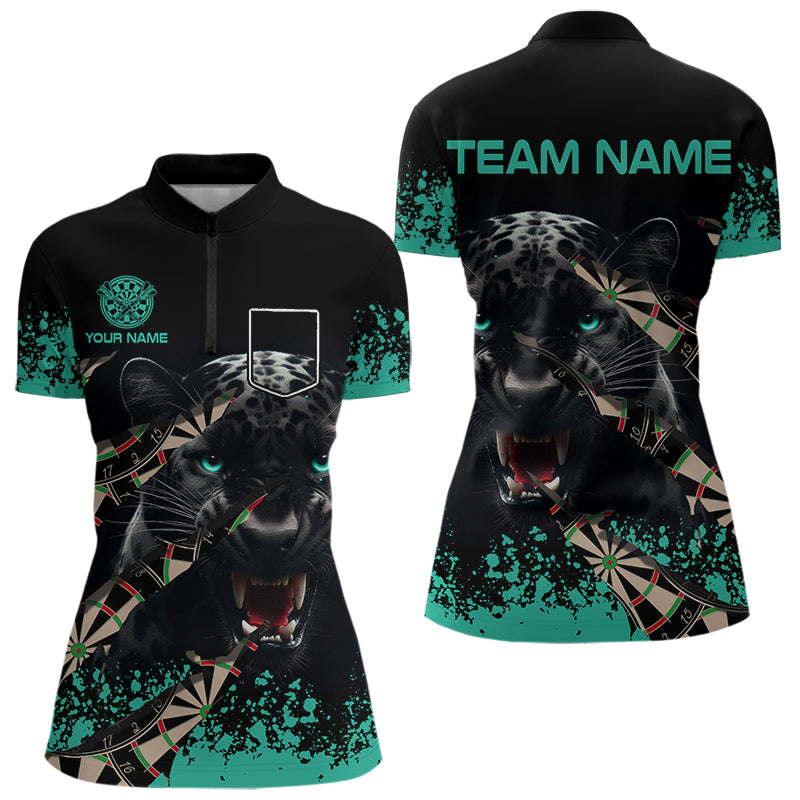 Teal Grunge Panther Dart Shirt With Pocket Option For Women Custom Dart Jersey TDM3620