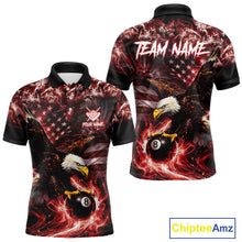 Load image into Gallery viewer, Red Flaming Eagle 8 Ball Billiard Shirt For Men Custom US Flag Pool Team Jersey Polo &amp; 1/ 4 Zip TDM6154