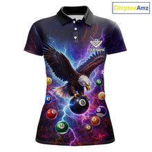Load image into Gallery viewer, Custom Colorful Lightning Eagle Billiard Shirt For Women, 8 Ball Pool Team Jersey Polo &amp; 1/4 Zip TDM6157