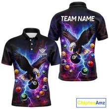 Load image into Gallery viewer, Custom Colorful Lightning Eagle Billiard Shirt For Men, 8 Ball Pool Team Jersey Polo &amp; 1/4 Zip TDM6157