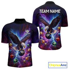 Load image into Gallery viewer, Custom Colorful Lightning Eagle Billiard Shirt For Men, 8 Ball Pool Team Jersey Polo &amp; 1/4 Zip TDM6157