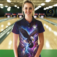 Load image into Gallery viewer, Custom Colorful Thunder Lightning Eagle Bowling Shirt For Women, Bowling Team Jersey Polo &amp; 1/4 Zip TDM6158