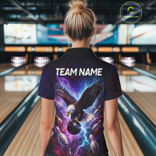 Load image into Gallery viewer, Custom Colorful Thunder Lightning Eagle Bowling Shirt For Women, Bowling Team Jersey Polo &amp; 1/4 Zip TDM6158