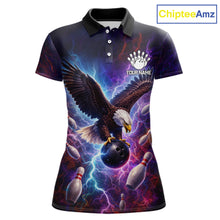 Load image into Gallery viewer, Custom Colorful Thunder Lightning Eagle Bowling Shirt For Women, Bowling Team Jersey Polo &amp; 1/4 Zip TDM6158
