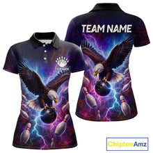 Load image into Gallery viewer, Custom Colorful Thunder Lightning Eagle Bowling Shirt For Women, Bowling Team Jersey Polo &amp; 1/4 Zip TDM6158