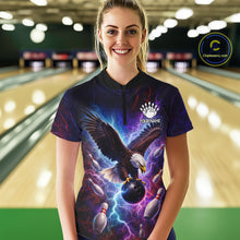 Load image into Gallery viewer, Custom Colorful Thunder Lightning Eagle Bowling Shirt For Women, Bowling Team Jersey Polo &amp; 1/4 Zip TDM6158