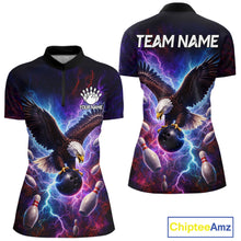 Load image into Gallery viewer, Custom Colorful Thunder Lightning Eagle Bowling Shirt For Women, Bowling Team Jersey Polo &amp; 1/4 Zip TDM6158