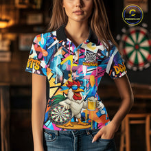 Load image into Gallery viewer, Funny Rooster Colorful Graffiti Darts Shirt For Women Custom Darts Team Jersey Polo &amp; 1/4 Zip TDM6395