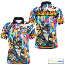 Load image into Gallery viewer, Funny Wolf Colorful Graffiti Darts Shirt For Men Custom Darts Team Jersey Polo &amp; 1/4 Zip TDM6398