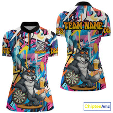 Load image into Gallery viewer, Funny Wolf Colorful Graffiti Darts Shirt For Women Custom Darts Team Jersey Polo &amp; 1/4 Zip TDM6398