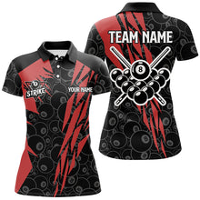 Load image into Gallery viewer, Red And Black Billiard Jerseys For Women Custom Name 8 Ball Pattern Billiard Uniform Team Shirts TDM1882