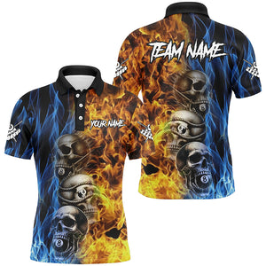 Personalized Unique Skull Fire Water 3D Billiard Shirts For Men, Billiard Jersey Apparel For Team TDM2085