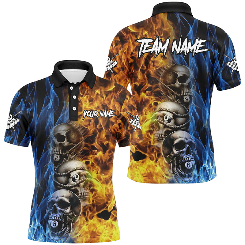 Personalized Unique Skull Fire Water 3D Billiard Shirts For Men, Billiard Jersey Apparel For Team TDM2085