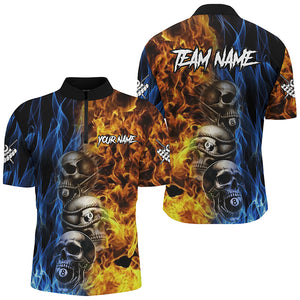 Personalized Unique Skull Fire Water 3D Billiard Shirts For Men, Billiard Jersey Apparel For Team TDM2085