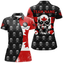 Load image into Gallery viewer, Grunge Canada Flag Custom Skull Pattern Billiard Shirts For Women, Patriotic Unique Billiard Jerseys TDM2086