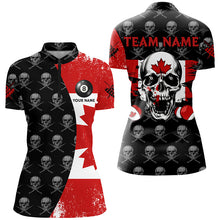 Load image into Gallery viewer, Grunge Canada Flag Custom Skull Pattern Billiard Shirts For Women, Patriotic Unique Billiard Jerseys TDM2086