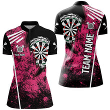 Load image into Gallery viewer, Personalized Grunge Women Darts Polo &amp; Quarter Zip Shirts Custom Retro Darts Team Jerseys | Pink TDM2567