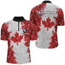 Load image into Gallery viewer, Personalized Canadian Leaf 8 Ball Pattern Men Billiard Shirts, Patriotic Canada Billiard Jerseys TDM2569