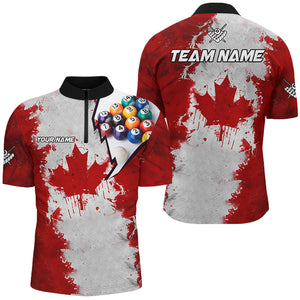 Personalized Canadian Leaf Billiard Balls Pool Shirts For Men, Patriotic Canada Billiard Jerseys TDM2570