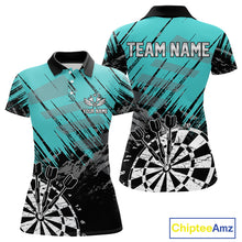 Load image into Gallery viewer, Turquoise Grunge Darts Shirts For Women Custom Dart Jersey With Pocket Option TDM4855