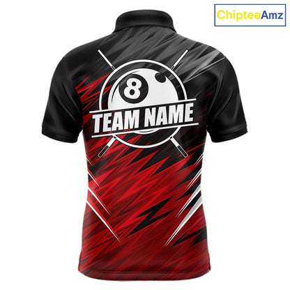 Black And Red 8 Ball Billiard Pool Shirts For Men Custom Billiard League Shirts, Pool Team Jersey TDM7635