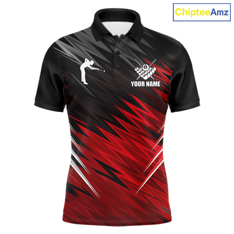 Black And Red 8 Ball Billiard Pool Shirts For Men Custom Billiard League Shirts, Pool Team Jersey TDM7635