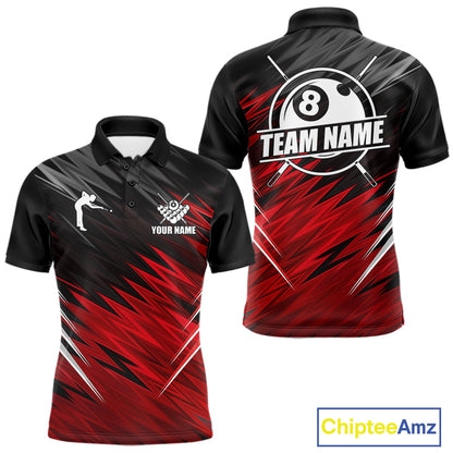 Black And Red 8 Ball Billiard Pool Shirts For Men Custom Billiard League Shirts, Pool Team Jersey TDM7635