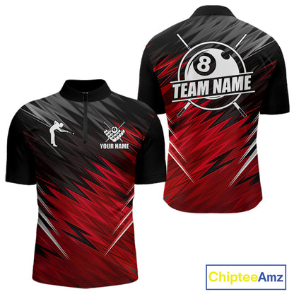 Black And Red 8 Ball Billiard Pool Shirts For Men Custom Billiard League Shirts, Pool Team Jersey TDM7635