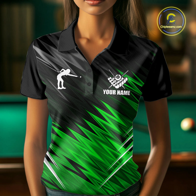 Black And Purple 8 Ball Billiard Pool Shirts For Women Custom Billiard League Shirt, Pool Team Jersey TDM7637