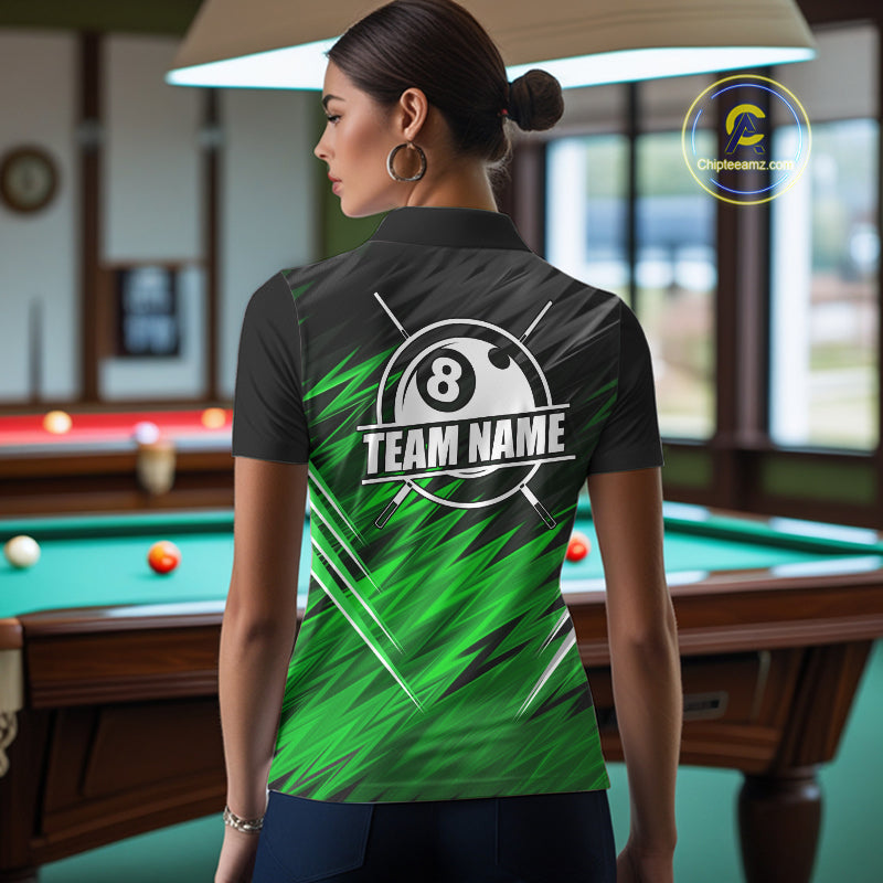 Black And Purple 8 Ball Billiard Pool Shirts For Women Custom Billiard League Shirt, Pool Team Jersey TDM7637