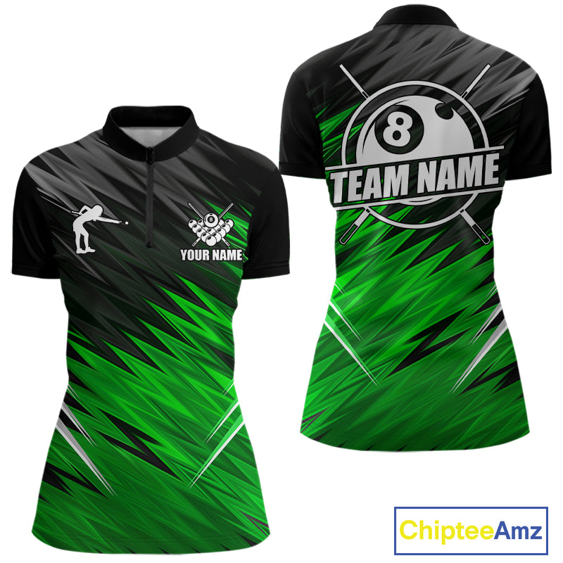 Black And Purple 8 Ball Billiard Pool Shirts For Women Custom Billiard League Shirt, Pool Team Jersey TDM7637