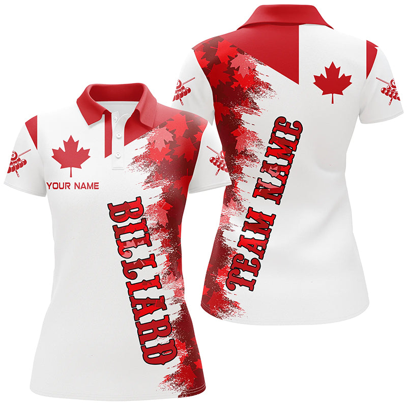 Personalized Billiard Canada Flag Vintage Polo Shirts For Women Custom Canadian Billiard Shirts TDM0414