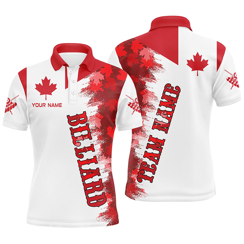 Personalized Billiard Canada Flag Vintage Polo Shirts For Men Custom Canadian Billiard Shirts TDM0414