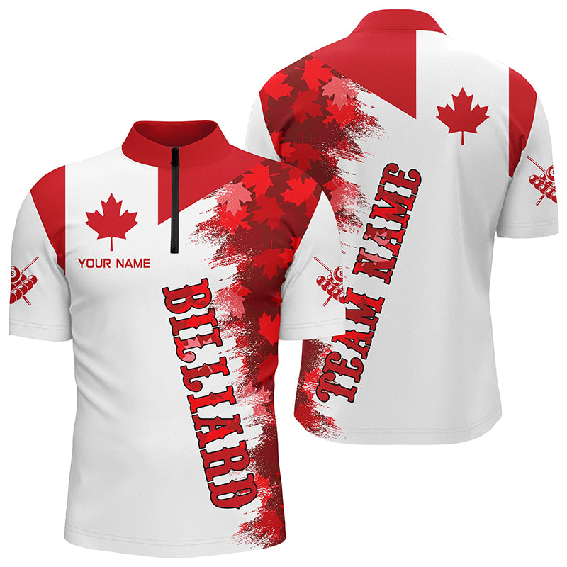 Personalized Billiard Canada Flag Vintage Quarter-Zip Shirts For Men Best Patriotic Shirts TDM0414