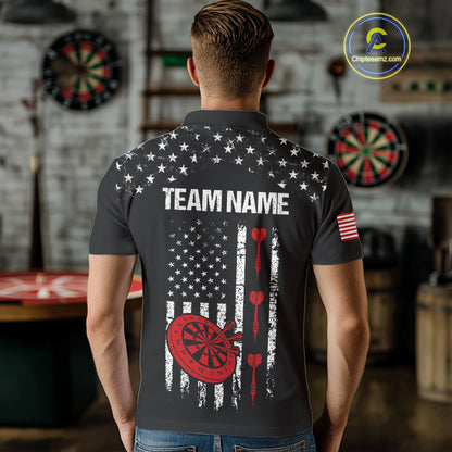 Personalized American Flag Darts Jersey For Men Custom Patriotic Darts Team Polo & 1/4 Zip Shirt TDM5077