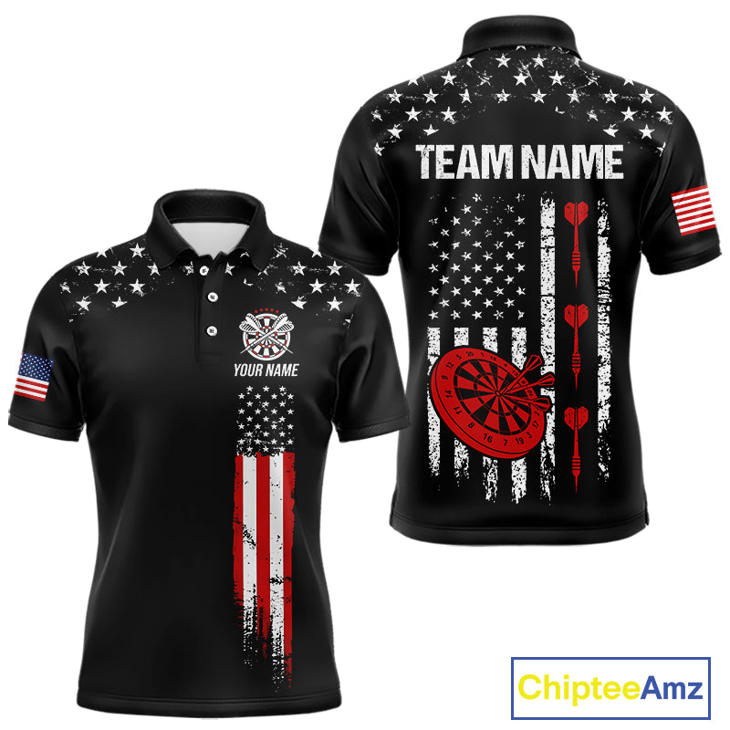 Personalized American Flag Darts Jersey For Men Custom Patriotic Darts Team Polo & 1/4 Zip Shirt TDM5077