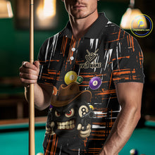 Load image into Gallery viewer, Personalized Orange Grunge Funny 8 Ball Billiard Shirt For Men, Pool Team Jersey Polo &amp; 1/4 Zip TDM5285