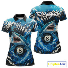 Load image into Gallery viewer, Blue Shark 8 Ball Billiard Shirt For Women Custom Billiard Jersey, Pool Team Shirt Polo &amp; 1/4 Zip TDM5290