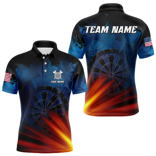 Glowing Orange And Blue Dart Polo & Quarter Zip Custom Men Dart Jerseys Team League Dart Shirts TDM3302