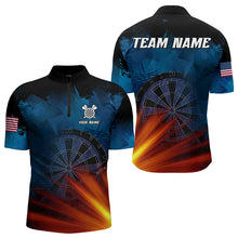Load image into Gallery viewer, Glowing Orange And Blue Dart Polo &amp; Quarter Zip Custom Men Dart Jerseys Team League Dart Shirts TDM3302