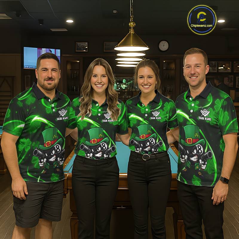 Personalized St Patrick Day 8 Ball Billiard Shirt For Men, Funny Shamrock Luckiest Billiard Jersey TDM5538