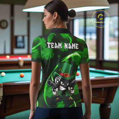 Personalized St Patrick Day 8 Ball Billiard Shirt For Women, Funny Shamrock Luckiest Billiard Jersey TDM5538