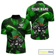 Load image into Gallery viewer, Personalized St Patrick Day 8 Ball Billiard Shirt For Men, Funny Shamrock Luckiest Billiard Jersey TDM5538