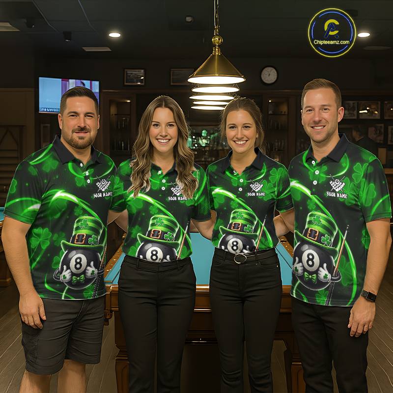Personalized St Patrick Day 8 Ball Billiard Shirt For Men, Funny Shamrock Luckiest Billiard Jersey TDM5539