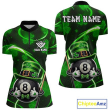 Load image into Gallery viewer, Personalized St Patrick Day 8 Ball Billiard Shirt For Women, Funny Shamrock Luckiest Billiard Jersey TDM5539